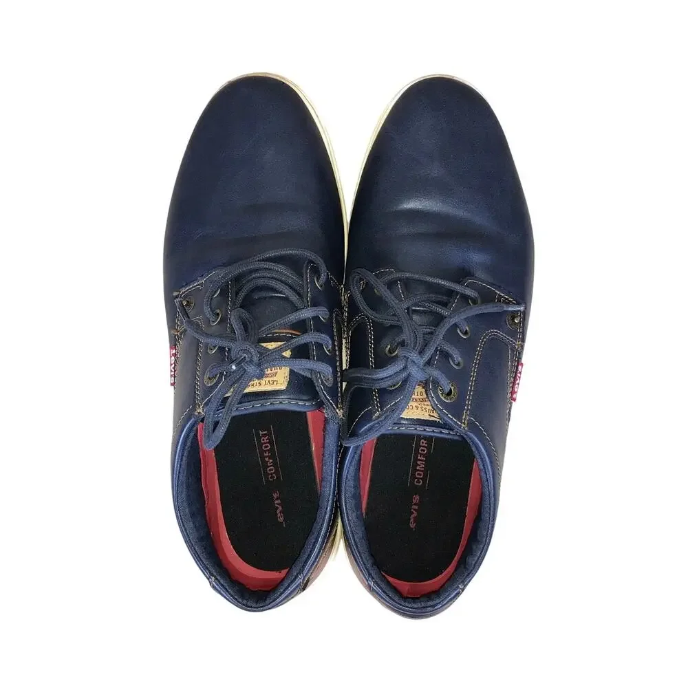 Levi’s Oxford Sneakers Men’s 10 Blue Brown Lace Up Casual Preppy Faux Leather